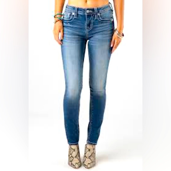 Miss Me Skinny Jeans Size 26 Blue Denim Pants Embellished Pockets